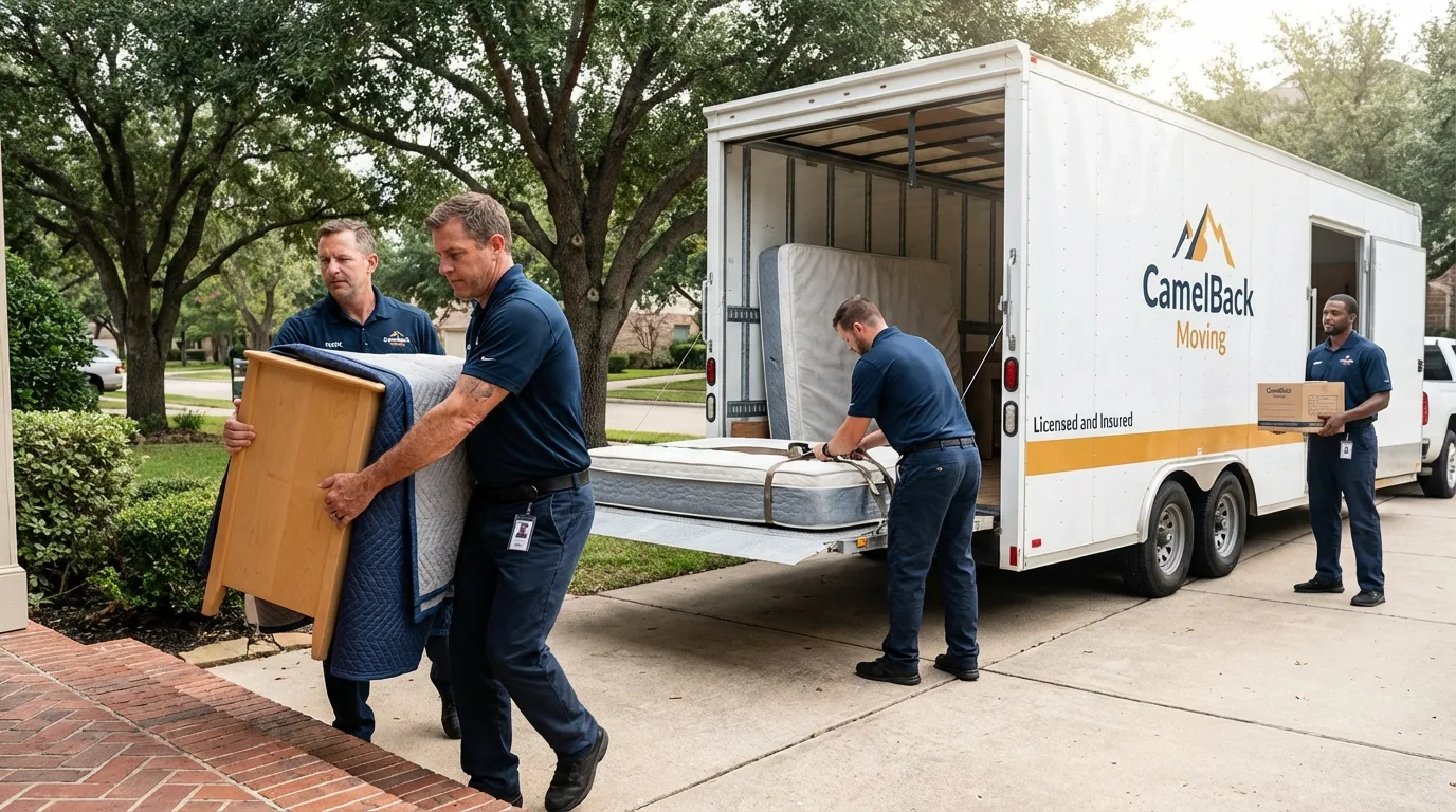 Crew loading residential truck for cross-state move from Flossmoor, IL